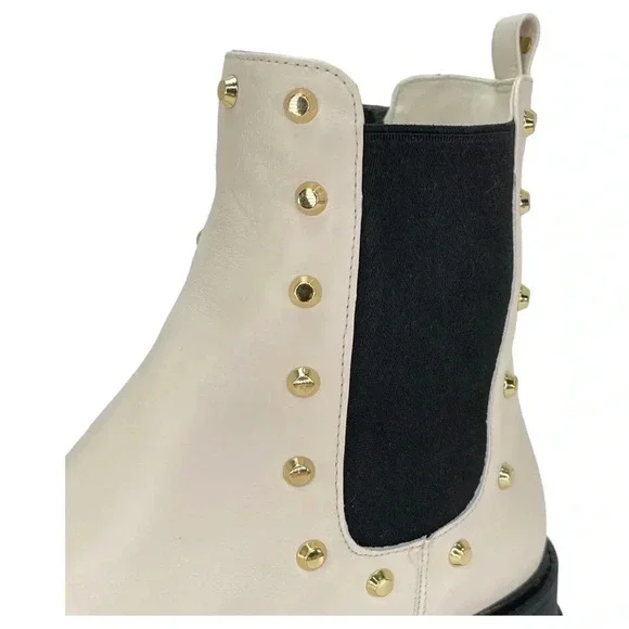 Michael Kors Ridley Cream Leather Studded Womens Ankle Boots Size 9.5M NWOB - Picture 8 of 15
